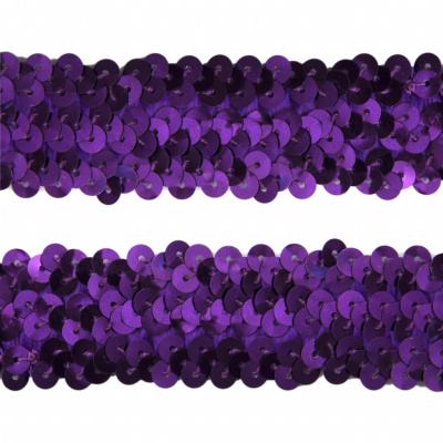 Тесьма с пайетками 12, шир. 30 мм/уп. 25+/-1 м, цвет фиолет - купить в Шадринске. Цена: 1 098.48 руб.