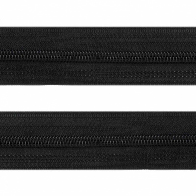 Рулонная молния с покрытием PVC спираль тип 3 (упак.270м) -черная с полосой СВО - купить в Шадринске. Цена: 12.74 руб.