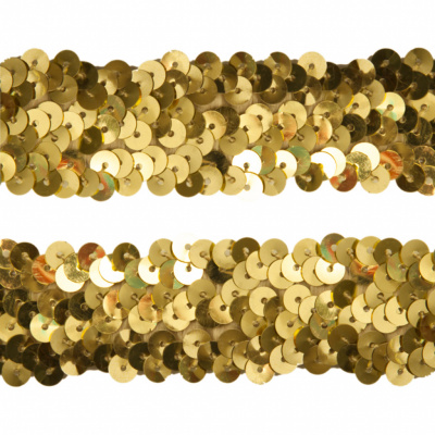 Тесьма с пайетками D16, шир. 30 мм/уп. 25+/-1 м, цвет золото - купить в Шадринске. Цена: 1 087.39 руб.