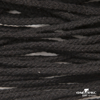 Шнур плетеный d-6 мм круглый, 70% хлопок 30% полиэстер, уп.90+/-1 м, цв.1078-черный - купить в Шадринске. Цена: 594 руб.