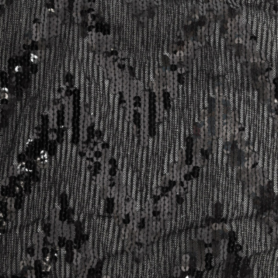 Трикотажное полотно с пайетками, шир.130 см, #311-бахрома чёрная - купить в Шадринске. Цена 1 183.35 руб.