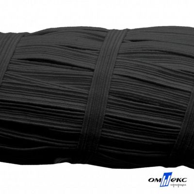 Резиновые нити с текстильным покрытием, шир. 6 мм (55 м/уп), цв.-черный - купить в Шадринске. Цена: 210.75 руб.