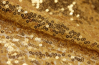 Сетка с пайетками №6, 188 гр/м2, шир.130см, цвет золото - купить в Шадринске. Цена 371.02 руб.
