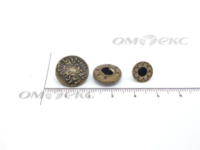Кнопки металл 15 мм альфа антик с рис.№3  - купить в Шадринске. Цена: 2.90 руб.