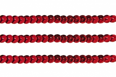 Пайетки "ОмТекс" на нитях, SILVER-BASE, 6 мм С / упак.73+/-1м, цв. 3 - красный - купить в Шадринске. Цена: 468.37 руб.