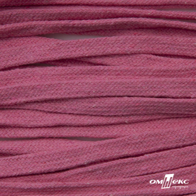 Шнур плетеный d-8 мм плоский, 70% хлопок 30% полиэстер, уп.85+/-1 м, цв.1029-розовый - купить в Шадринске. Цена: 735 руб.