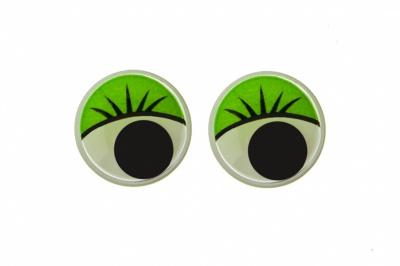 Глазки для игрушек, круглые, с бегающими зрачками, 15 мм/упак.50+/-2 шт, цв. -зеленый - купить в Шадринске. Цена: 113.01 руб.