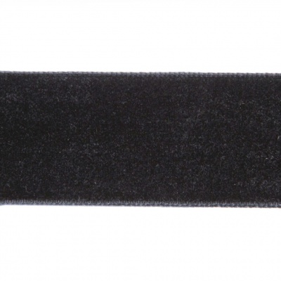 Лента бархатная нейлон, шир.25 мм, (упак. 45,7м), цв.03-черный - купить в Шадринске. Цена: 800.84 руб.