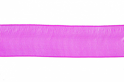 Лента органза 1015, шир. 10 мм/уп. 22,8+/-0,5 м, цвет ярк.розовый - купить в Шадринске. Цена: 38.39 руб.