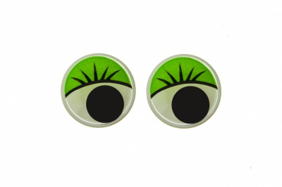 Глазки для игрушек, круглые, с бегающими зрачками, 12 мм/упак.50+/-2 шт, цв. -зеленый - купить в Шадринске. Цена: 95.04 руб.