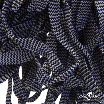 Шнурки #107-07, плоские 130 см, двухцветные цв.серый/чёрный - купить в Шадринске. Цена: 23.03 руб.