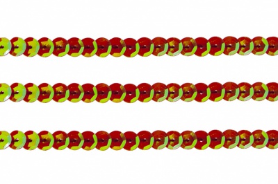 Пайетки "ОмТекс" на нитях, CREAM, 6 мм С / упак.73+/-1м, цв. 96 - красный - купить в Шадринске. Цена: 484.77 руб.