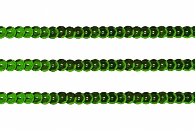Пайетки "ОмТекс" на нитях, SILVER-BASE, 6 мм С / упак.73+/-1м, цв. 4 - зеленый - купить в Шадринске. Цена: 484.77 руб.