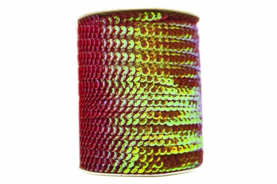 Пайетки "ОмТекс" на нитях, CREAM, 6 мм С / упак.73+/-1м, цв. 96 - красный - купить в Шадринске. Цена: 484.77 руб.