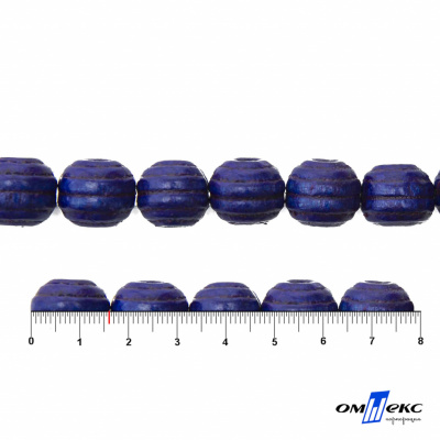 0309-Бусины деревянные "ОмТекс", 16 мм, упак.50+/-3шт, цв.006-синий - купить в Шадринске. Цена: 62.22 руб.